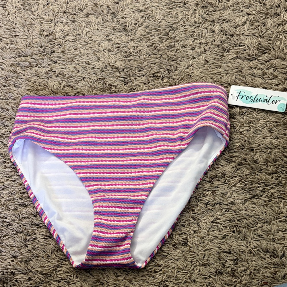 NWT Freshwater High-Waisted Colorful Swimsuit Bottoms - Size L (12-14)